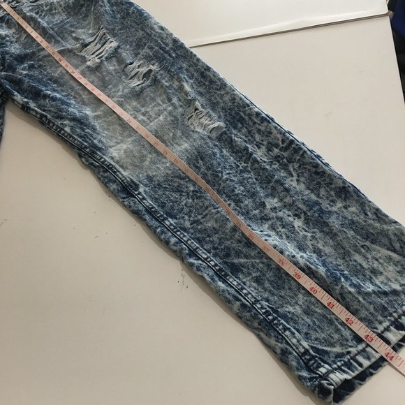 Dash Acid Washed Distressed Mens Blue Jeans 42x32 - Picture 10 of 10